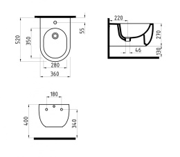 Биде Bien Vokha MDBA05201VD1B9000 подвесное, белый глянцевый