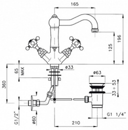 Фото Смеситель Nicolazzi P.M. Blanc 1432CR78 для раковины, ручка белая керамика, хром
