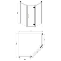 Фото Душевое ограждение Azario ONTARIO (AZ-NBB3231 1000 GOLD)