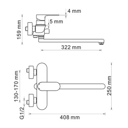 Смеситель WasserKRAFT Dinkel 5802L для ванны и душа