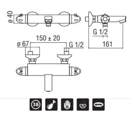 Смеситель Nobili Tamiri TM85310/1CR Термостат для ванны