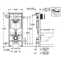 Инсталляция Grohe с безободковым унитазом Roca Gap Clean Rim 34647L000, сиденье микролифт