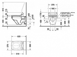 Чаша для унитаза подвесного Duravit Durastyle 25375900001, белый