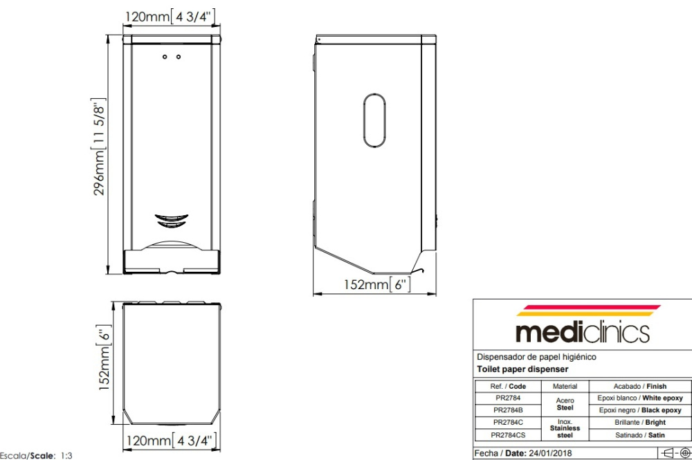 Фото Диспенсер для туалетной бумаги Mediclinics PR2784B цвет черный