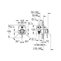Grohe BauClassic 29047000 Смеситель для ванны, встраиваемый без излива