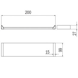 Модуль полочки 200мм для вставки в рейлинг Inda Indissima Barra A8809NNE