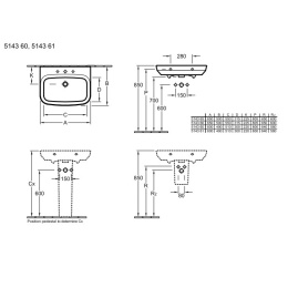Раковина 65 см Villeroy&Boch Sentique (514365R1) альпийский белый