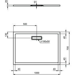 Ультратонкий акриловый прямоугольный душевой поддон 1000x700x25 мм Ideal Standard ULTRAFLAT NEW T447