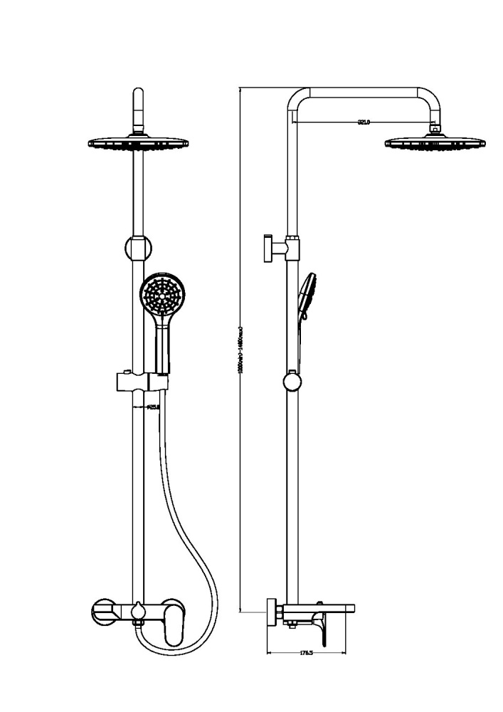 Фото Стойка для душа Boheme Spectre (458-GM)