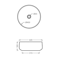 Раковина для установки на столешницу 42 см ArtCeram Cognac (COL001 15 87) серый