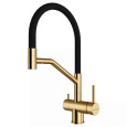 Смеситель для кухонной мойки Paulmark Rubert Ru213175-BG с гибким изливом, брашированное золото