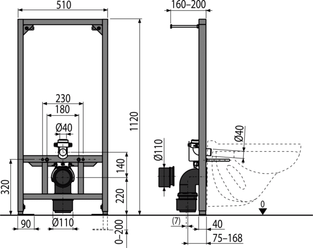 Фото Монтажная рама для подвесного унитаза AlcaPlast A114/1120
