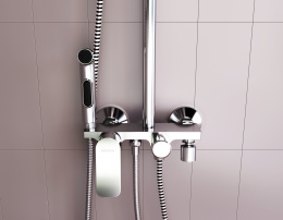 Damixa DX220920000 Apollo, душевая система со смесителем-полкой: верхний душ 230*230мм, ручной душ 1