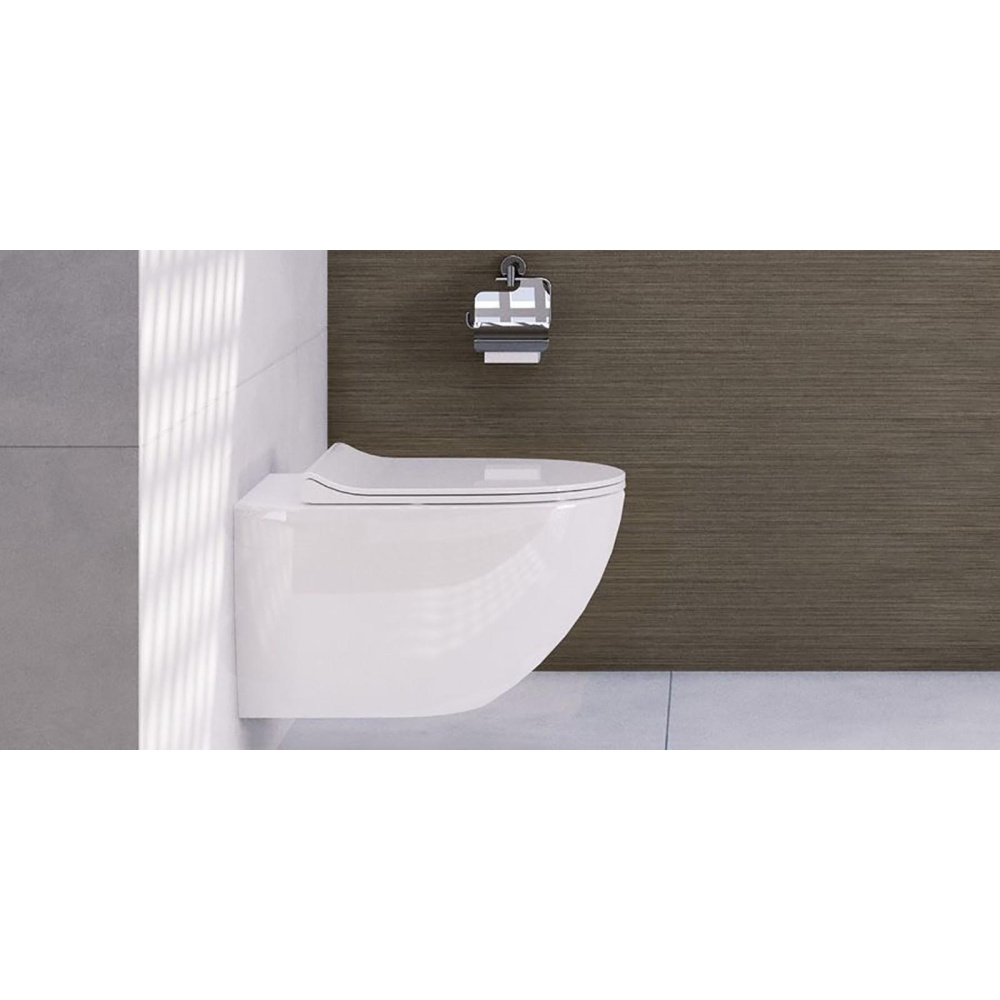 Инсталляция Vitra с безободковым унитазом Sento, клавиша хром матовый, тонкое сиденье микролифт, ком