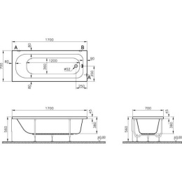 Акриловая ванна 170x70 Vitra (52530001000), прямоугольная