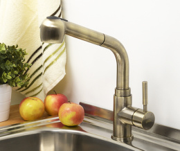 Смеситель для кухни с выдвижным изливом WasserKRAFT А8237 бронза