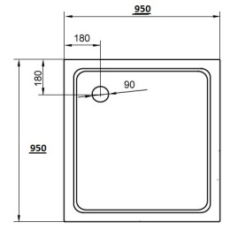 Поддон акриловый Cezares 95 x 95 x 15 см, TRAY-A-A-95-15-W