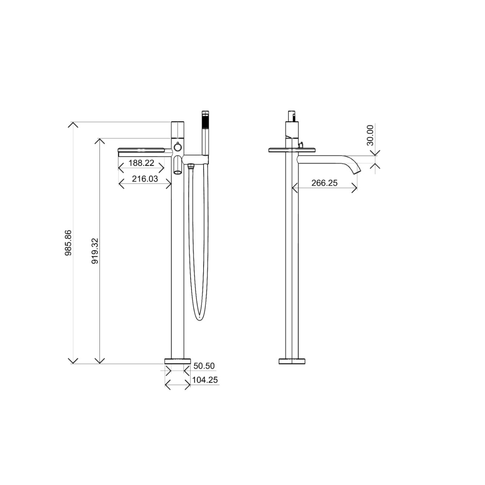 Смеситель напольный Boheme Stick (129-CRCR) хром