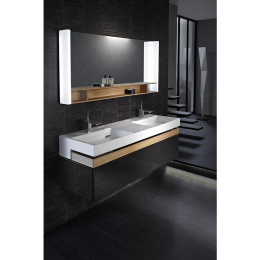 JacobDelafonTerrace EB1189-274+EXA112-00 Комплект тумба 150*49см, цвет черный лак + двойная раковина