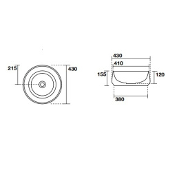 Kerasan F10 460489 Раковина накладная D43 см, H 16 см, без отверстия под смеситель, цвет Ferro matt