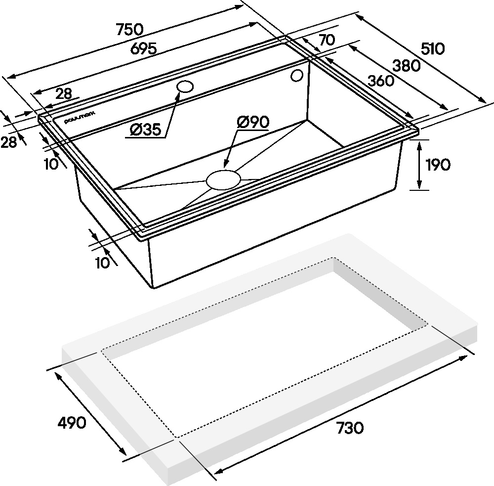 Мойка для кухни Paulmark Stepia (PM117551-DG) графит