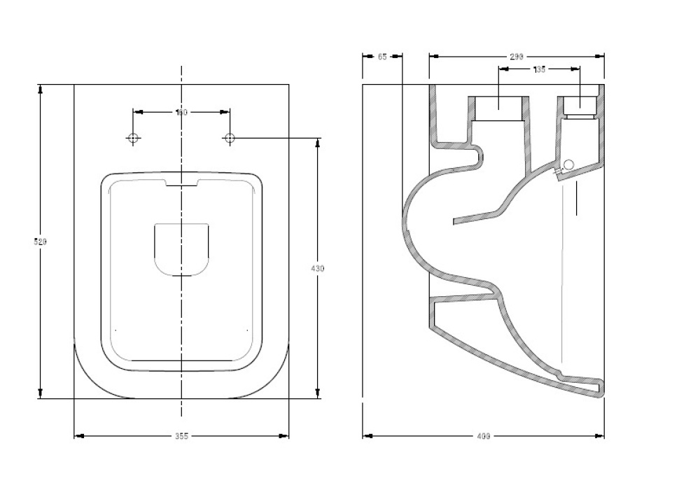 Подвесной унитаз с функцией биде Serel Rita RT26BMSL 35.5 x 52 x 34 см сиденье ультратонкое, Soft Cl