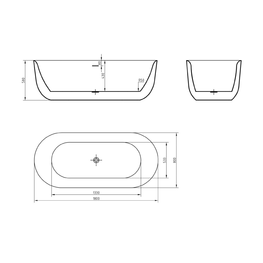 Акриловая ванна BelBagno 180х80 (BB706-1800-800) Белый