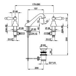 Смеситель для раковины Cisal Arcana Toscana TS00102027, бронза