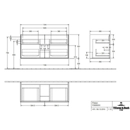 Villeroy Boch Finion F05000PH Тумба под раковину 1196х498 мм (glossy black)