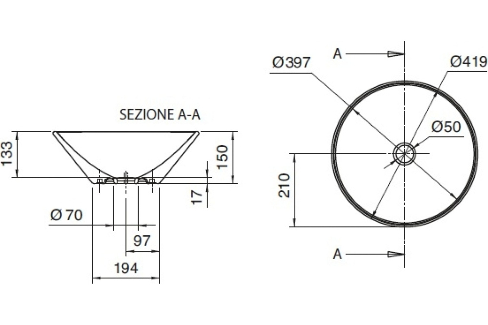Раковина накладная Scarabeo THIN-LINE 8010