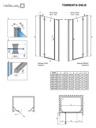 Элемент душевой двери Radaway Torrenta DWJS L профиль Хром стекло прозрачное 320812-01-01L