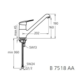 Смеситель Ideal Standard San Remo B7518AA для кухни