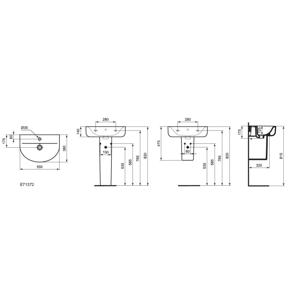 Ideal Standard Connect Space Arc E137201 Раковина на 55 см