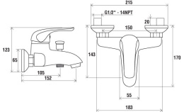 Фото Смеситель для ванны  Ravak Rosa (X070011), хром