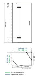 Душевой уголок WasserKRAFT Aller 10H07BLACK MATT, прямоугольный, 90 см