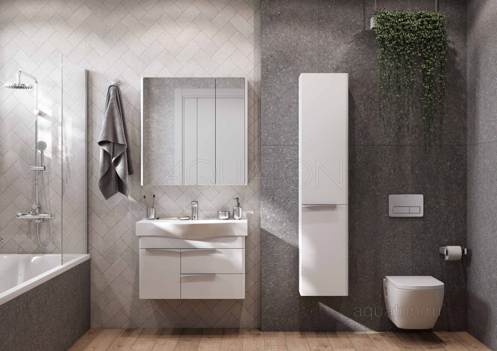 Фото Зеркальный шкаф Aquaton Беверли 80 белый 1A237102BV010