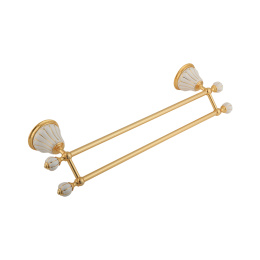 Фото Migliore Olivia 17532 Полотенцедержатель двойной L50 см, керамика белая с золотым декором