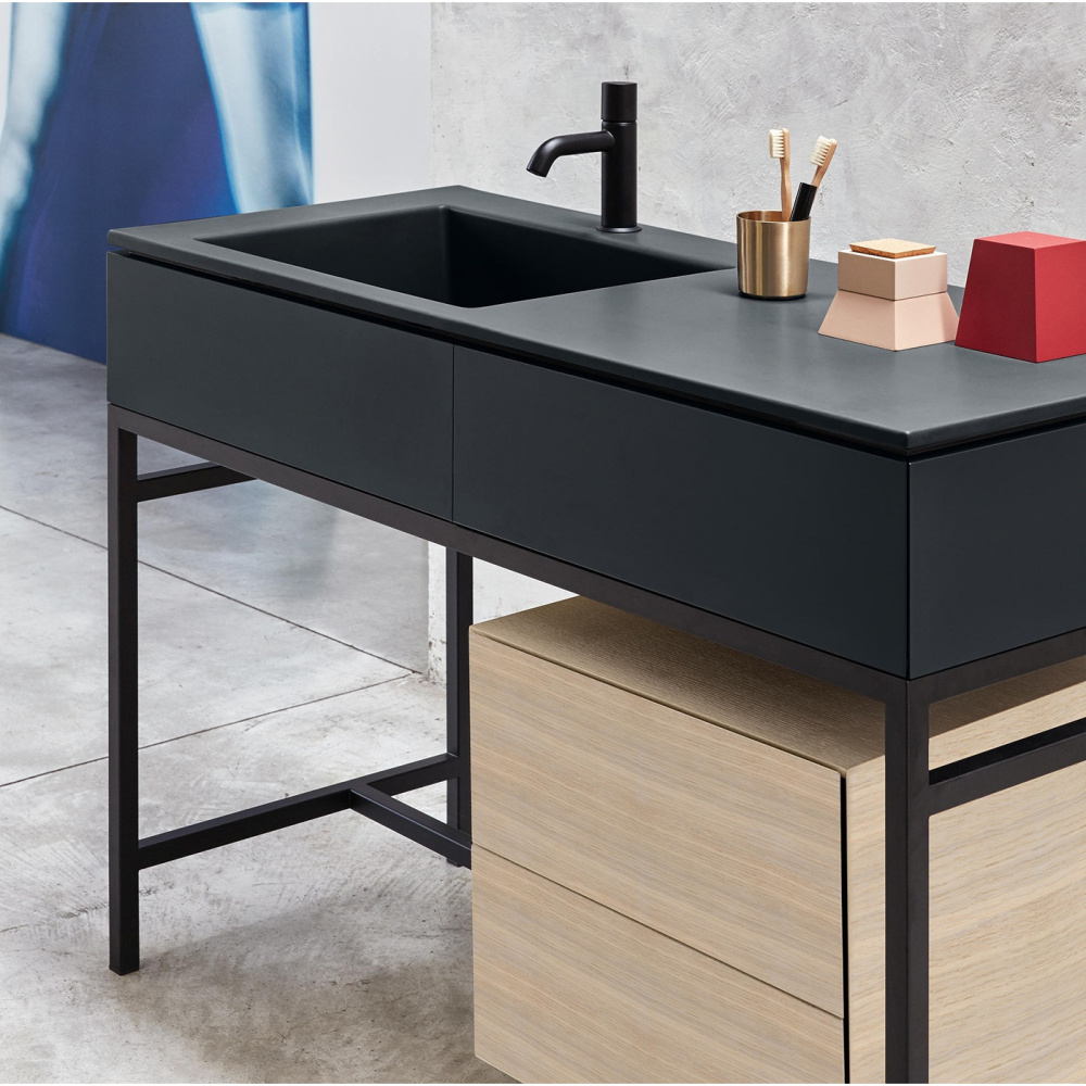 Ceramica CIELO Milano MILABA+MIBCLBA - Раковина 120*50 см, в комплекте с консолью и тумбой (Basalto)