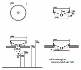 Kerasan Cento 355801 накладной (35 см)