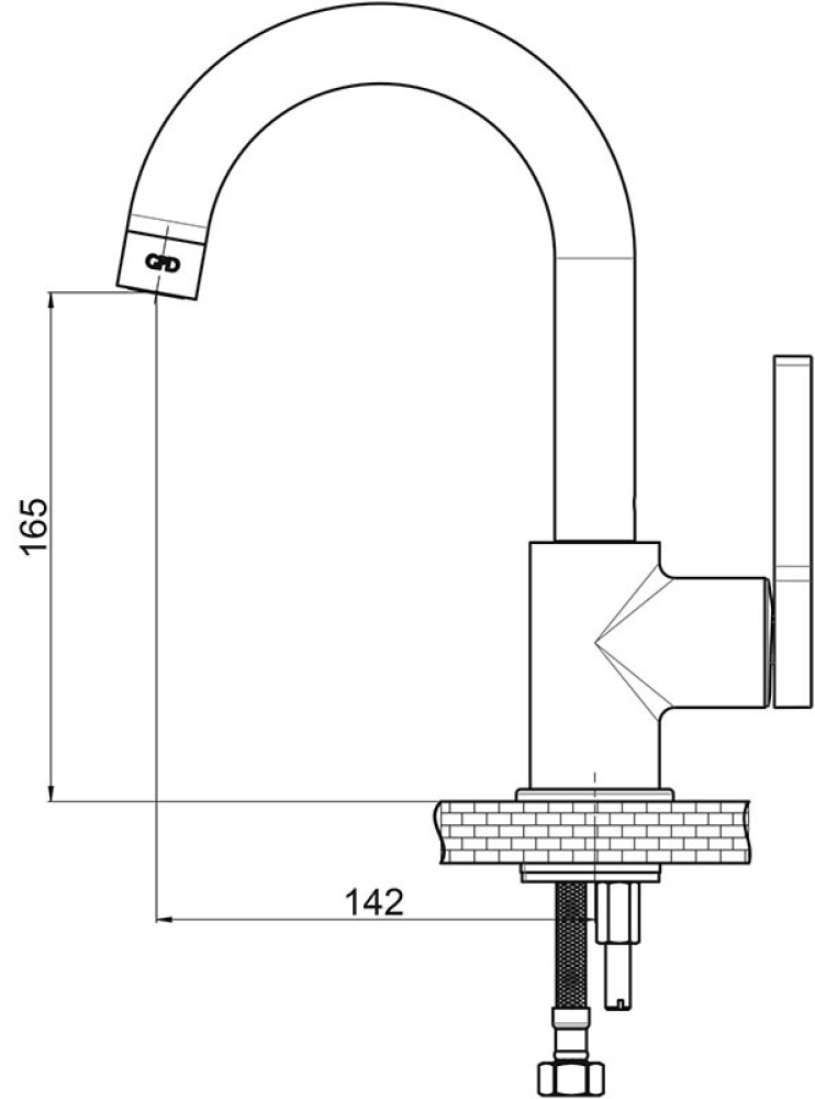 Смесители для раковины Смеситель GPD Gildo MTL165-S-R, для раковины, без донного клапана, черный/розовое золото