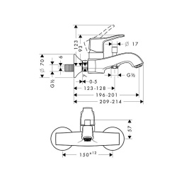 Смеситель для ванны Hansgrohe Metris Classic 31478000