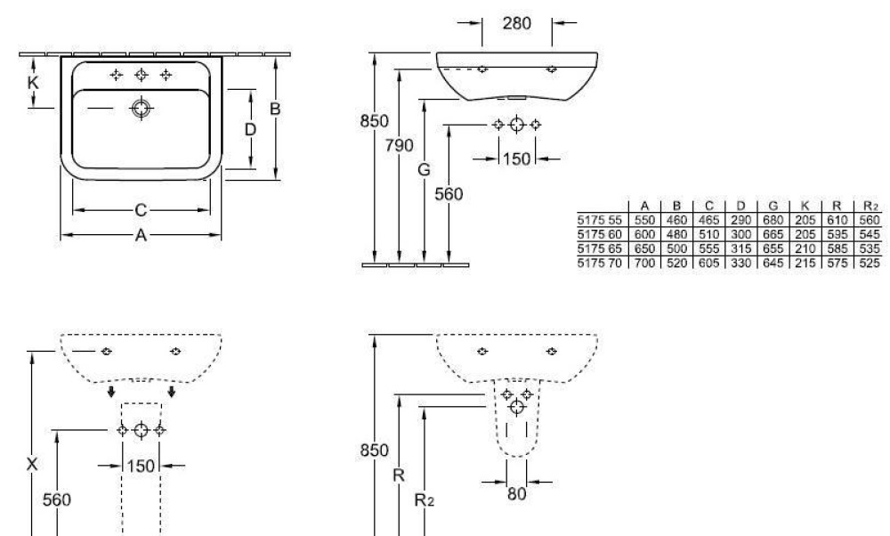 Раковина 51757001 VILLEROY&BOCH Omnia architectura, 700х520 мм