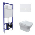Комплект Berges Wasserhaus 042452 инсталляция Novum + унитаз Strati Rimless + кнопка L1 белая