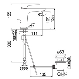 Nobili Seven SE124118/1BM Смеситель для раковины, матовый черный