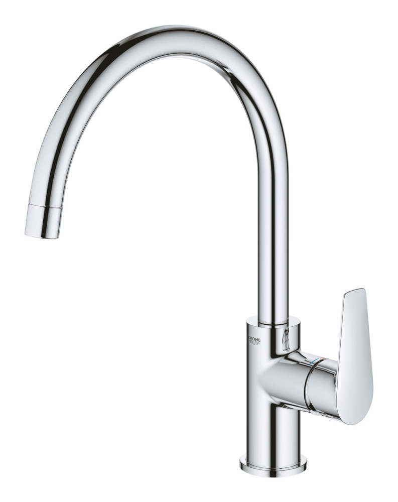 Фото Смеситель для кухонной мойки GROHE Start Edge QuickFix  (30529001) с высоким C-образным изливом, хро