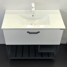 Фото Тумба-умывальник Comforty Бредфорд-90 белый глянец с раковиной Comforty 90E