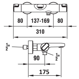 Фото Смеситель с термостатом Laufen Citypro 3.2395.7.004.400.1 для ванны