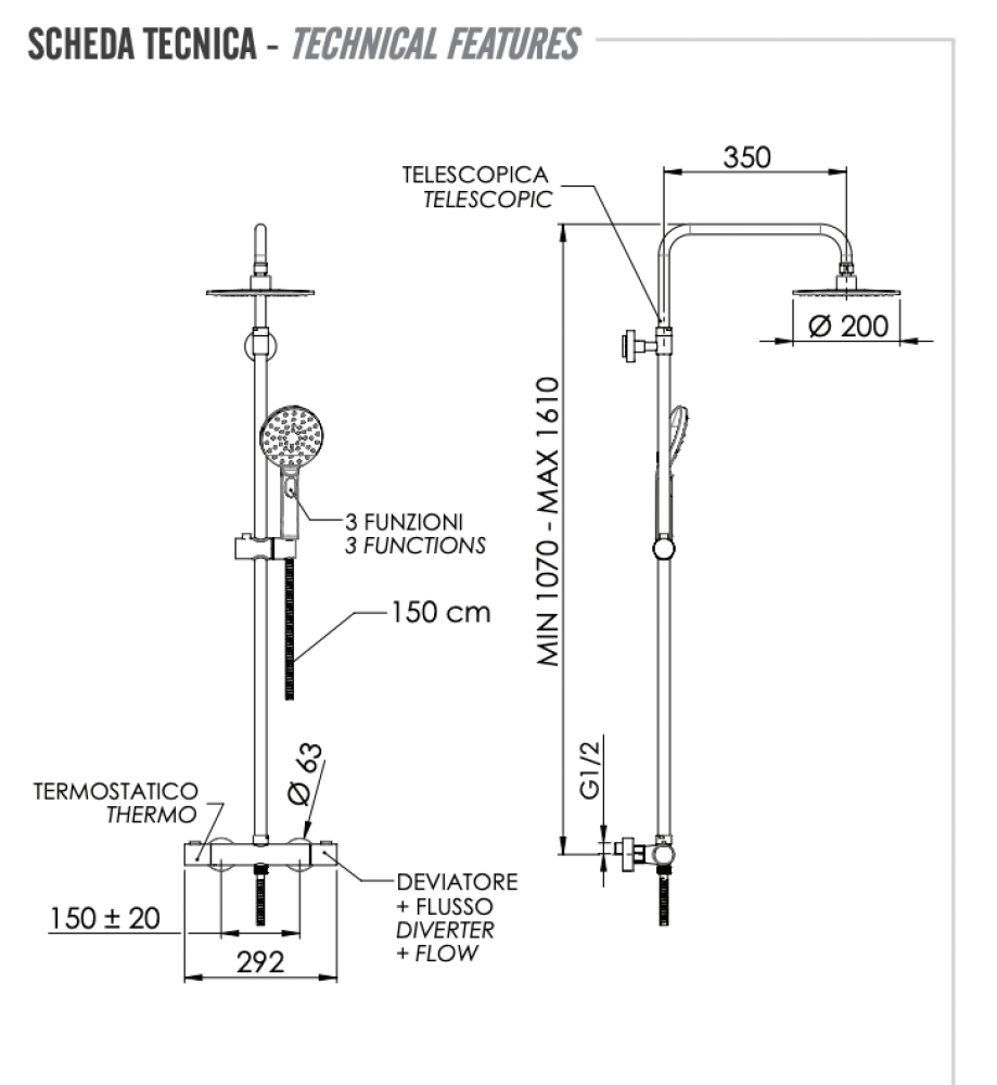 Фото Душевая система термостатическая Remer Elegance EQ32A8MPMD20
