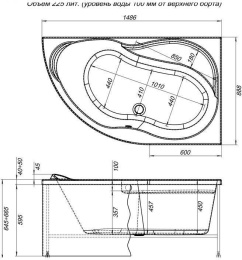 Фото Акриловая ванна 150x90 Aquanet (00203940), асимметричная