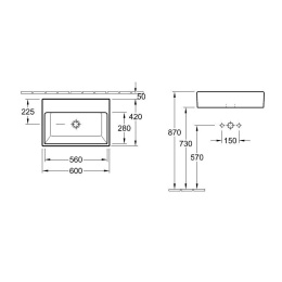 Раковина 513562R2 VILLEROY&BOCH Memento, 600х420 мм